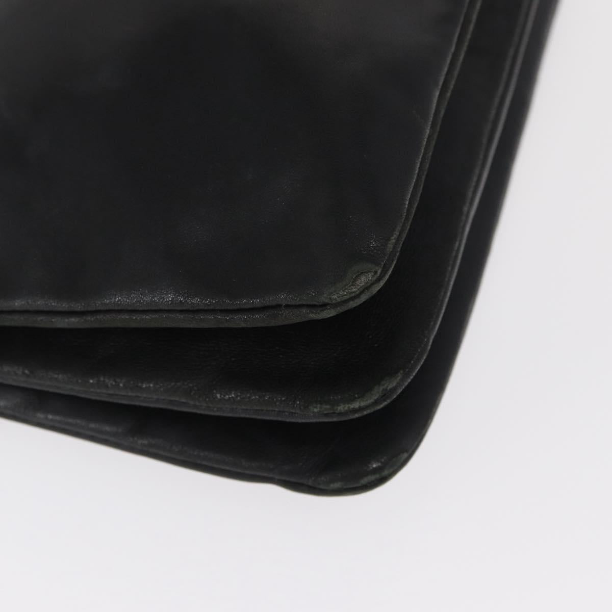 CELINE Trio Small Shoulder Bag Leather Black Gold Auth bs31212