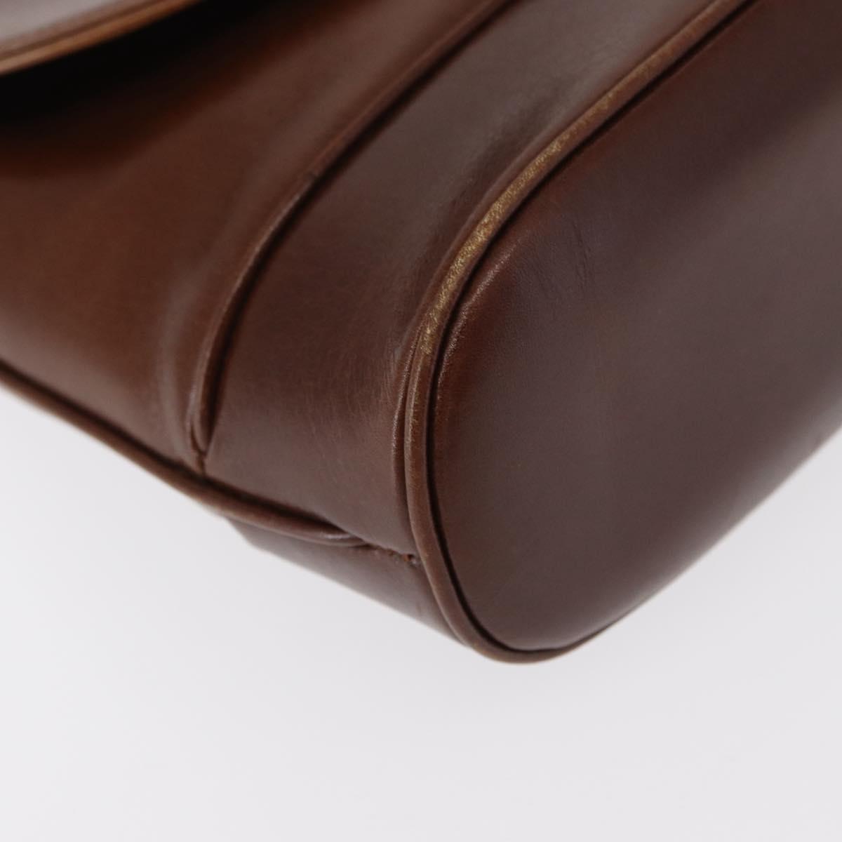 CELINE Shoulder Bag Leather Brown Gold Auth bs31214