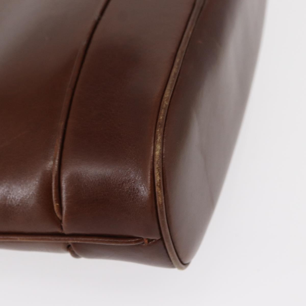 CELINE Shoulder Bag Leather Brown Gold Auth bs31214