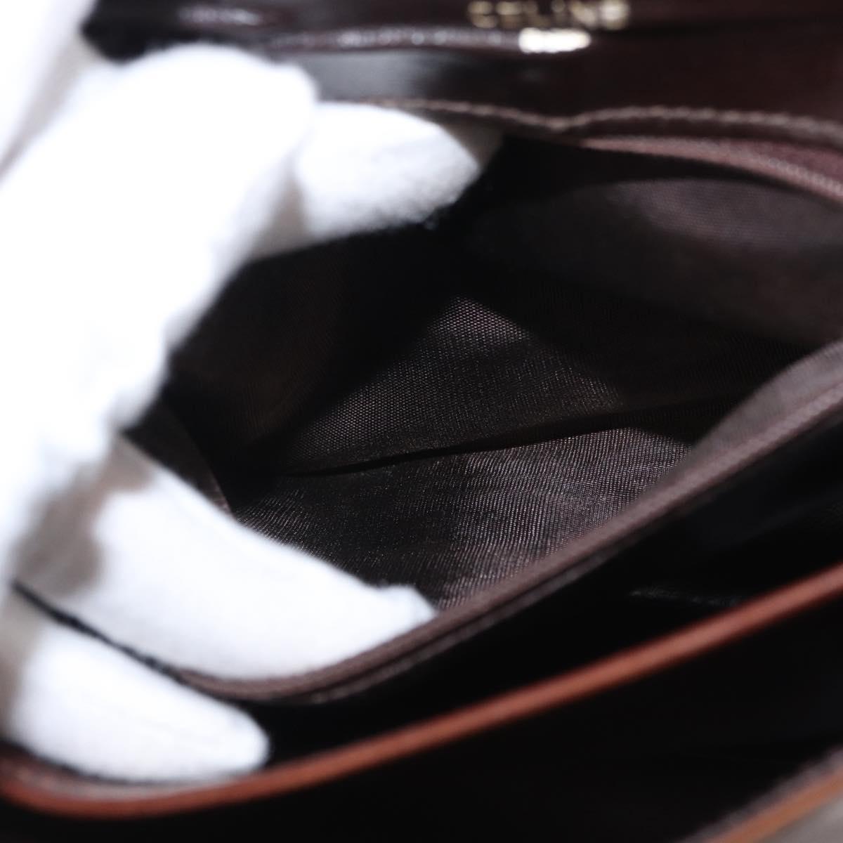 CELINE Shoulder Bag Leather Brown Gold Auth bs31214