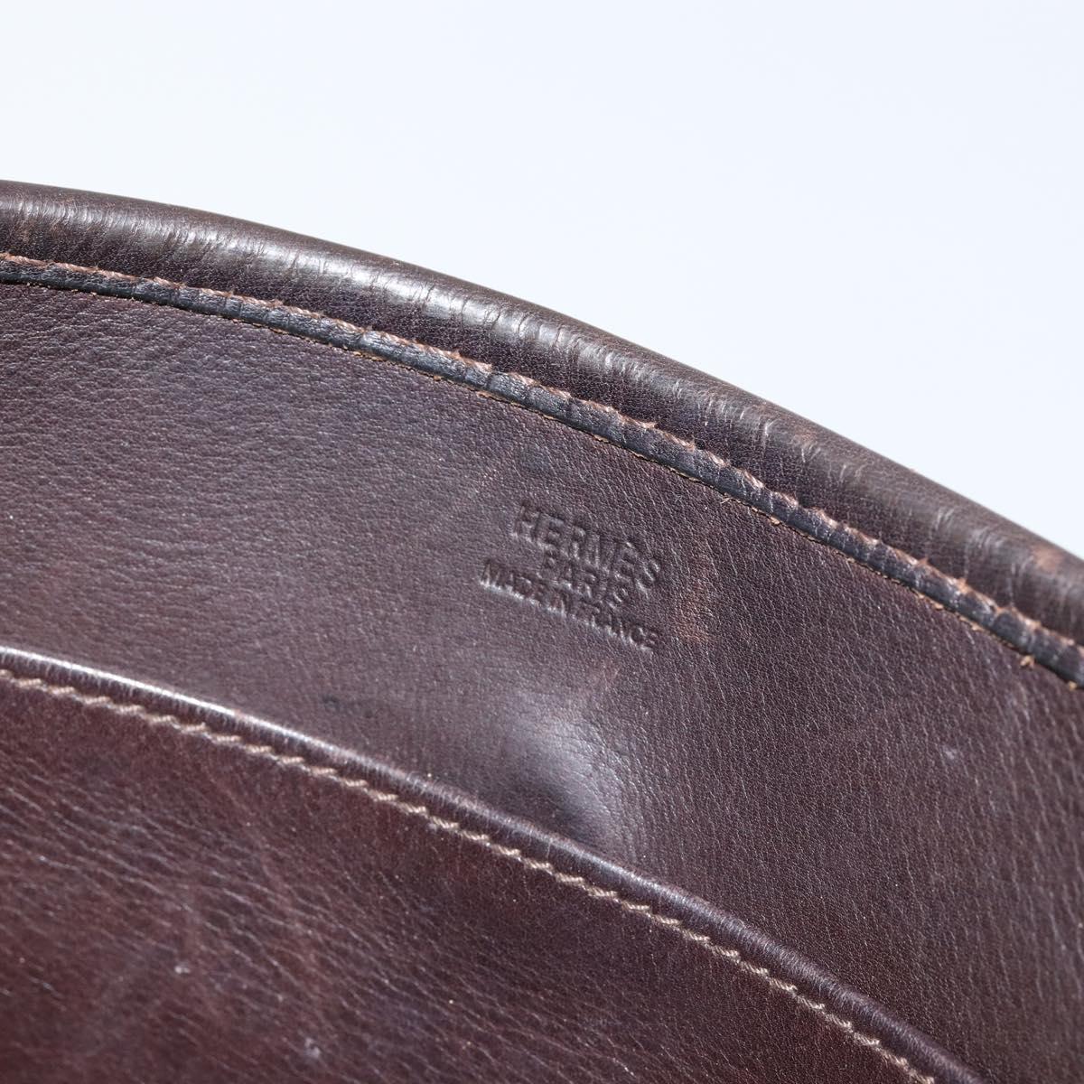 HERMES Evelyn 2 PM Shoulder Bag Leather Canvas Beige Gold Auth bs31216