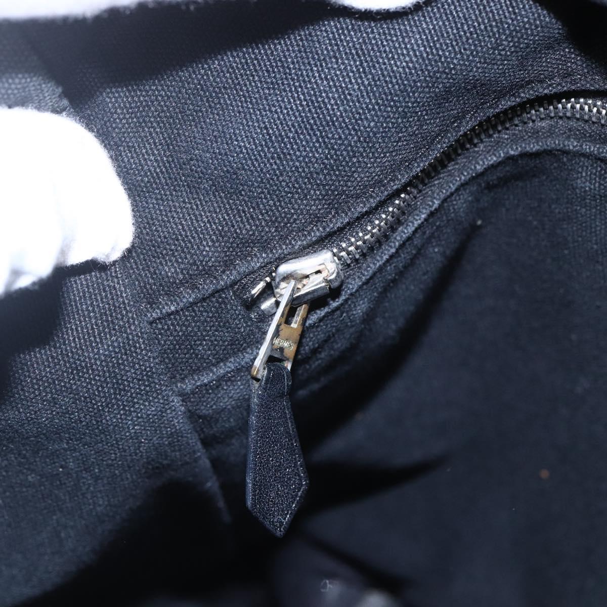 HERMES Toroca Horizontal MM Hand Bag Canvas Black Brown Auth bs31217