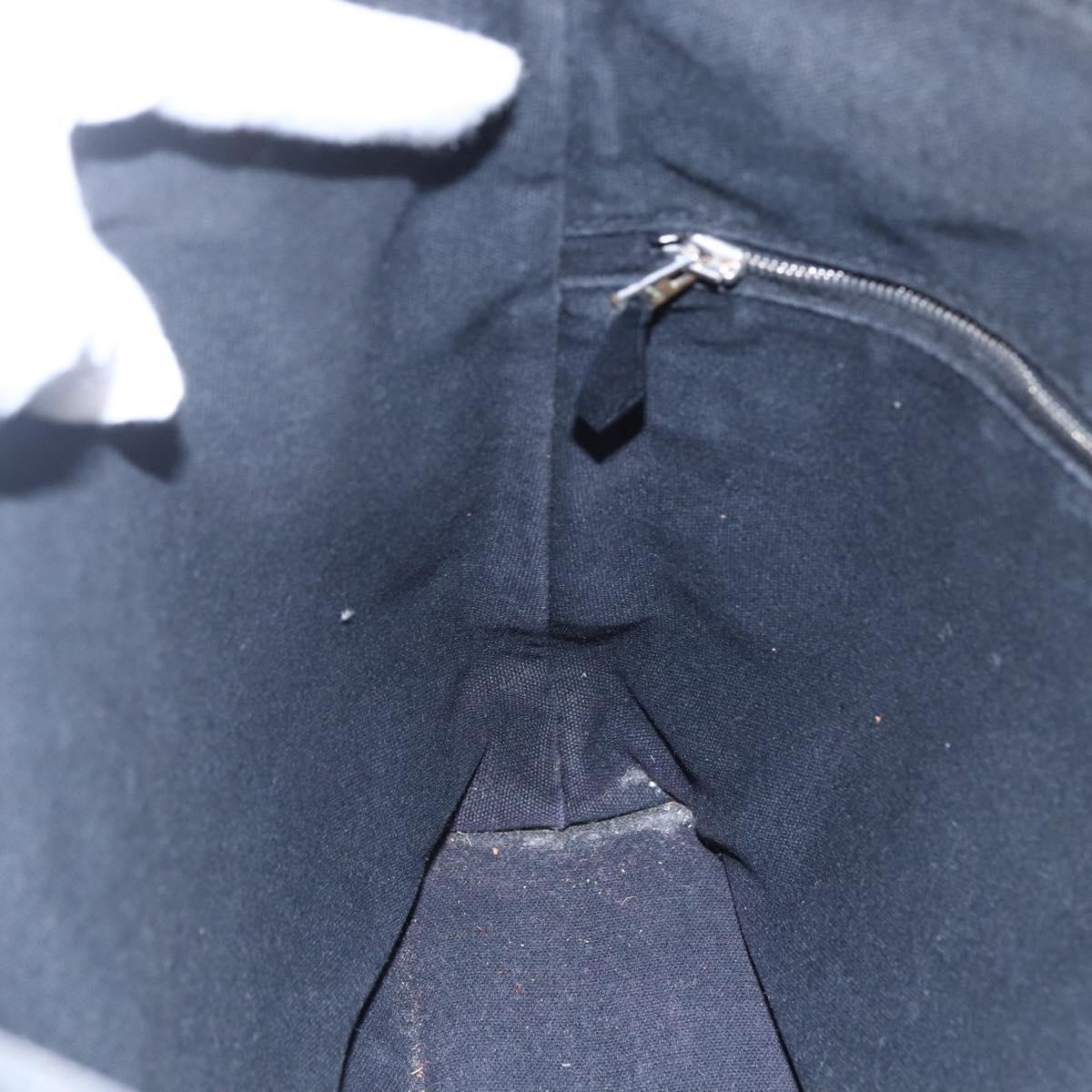 HERMES Toroca Horizontal MM Hand Bag Canvas Black Brown Auth bs31217