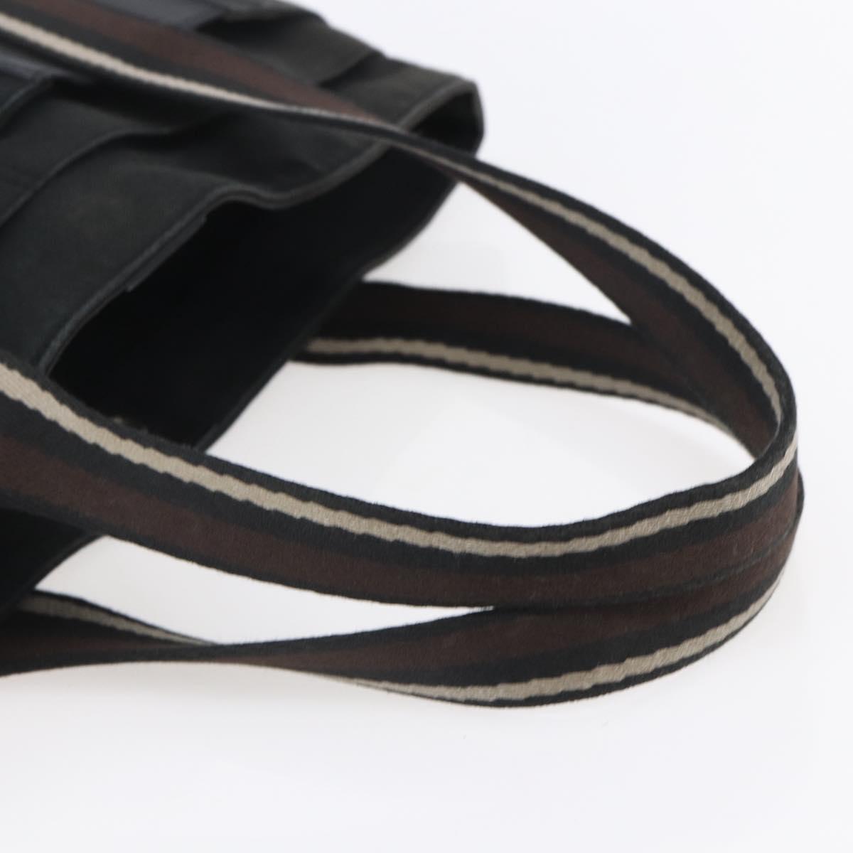 HERMES Toroca Horizontal MM Hand Bag Canvas Black Brown Auth bs31217