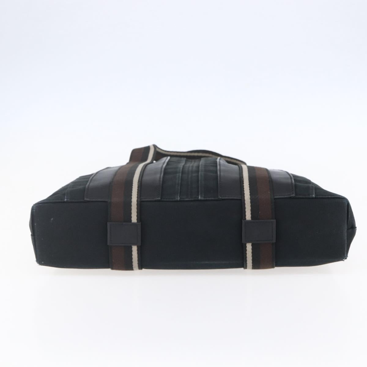 HERMES Toroca Horizontal MM Hand Bag Canvas Black Brown Auth bs31217