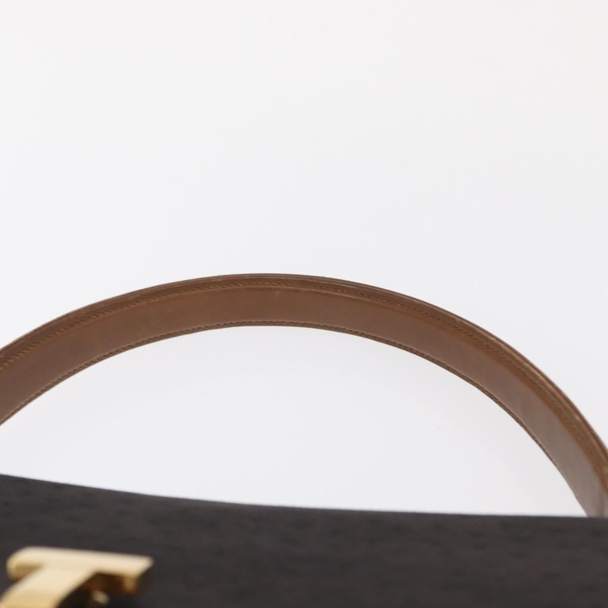 TIFFANY&Co. Hand Bag Canvas Leather Black Gold Auth bs31218