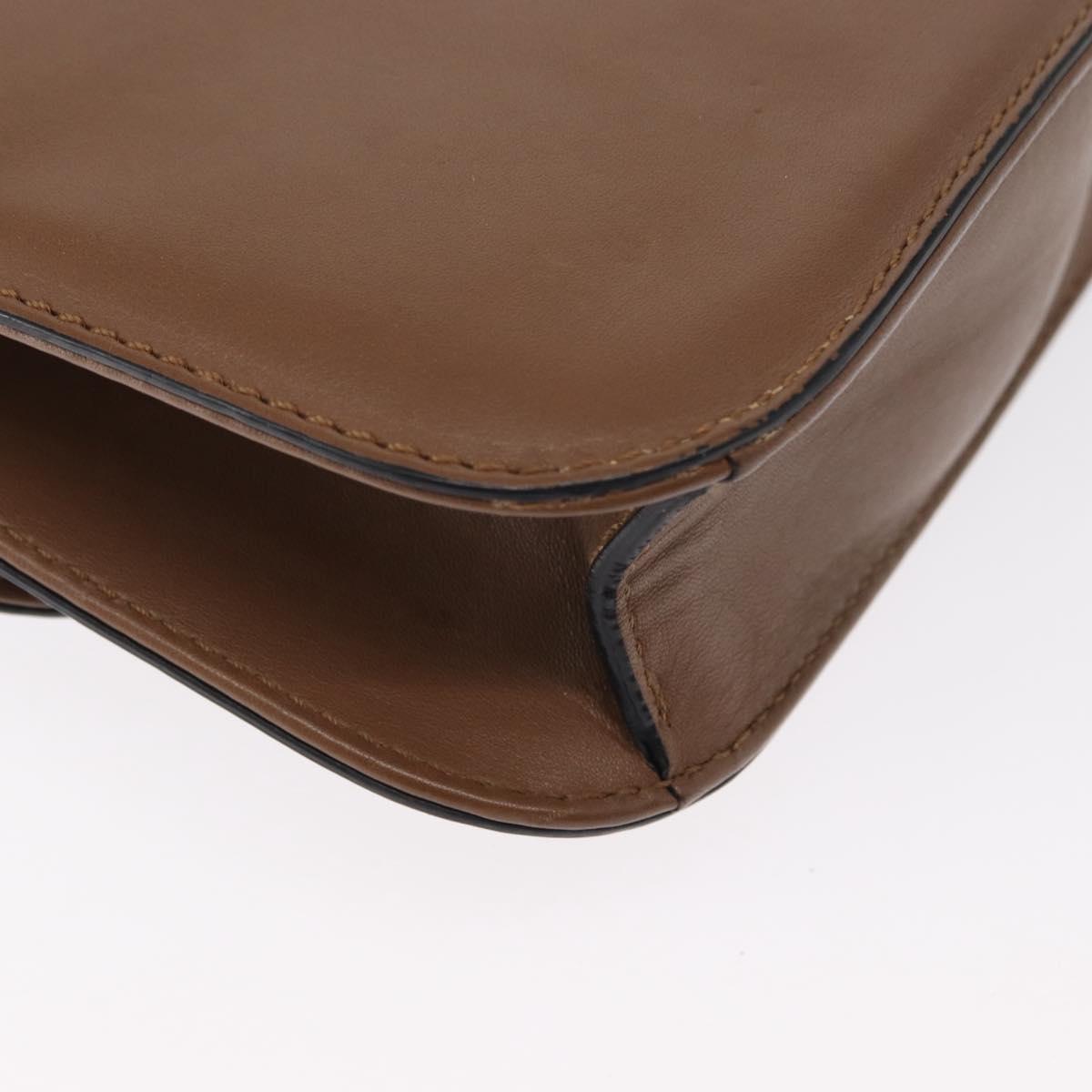 VALENTINO Studs Chain Shoulder Bag Leather Brown Gold Auth bs31220