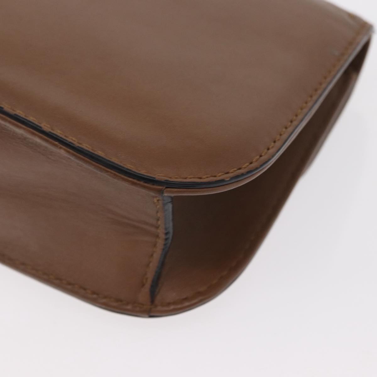 VALENTINO Studs Chain Shoulder Bag Leather Brown Gold Auth bs31220