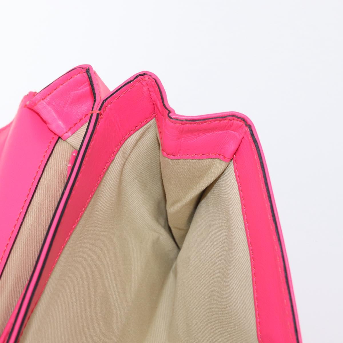 VALENTINO Studs Chain Shoulder Bag Leather Pink Gold Auth bs31221