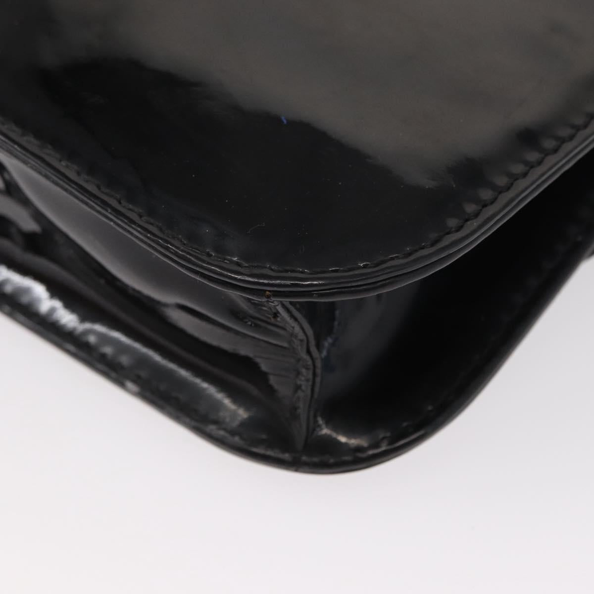 VALENTINO Studs Chain Shoulder Bag Enamel Black Silver Auth bs31222