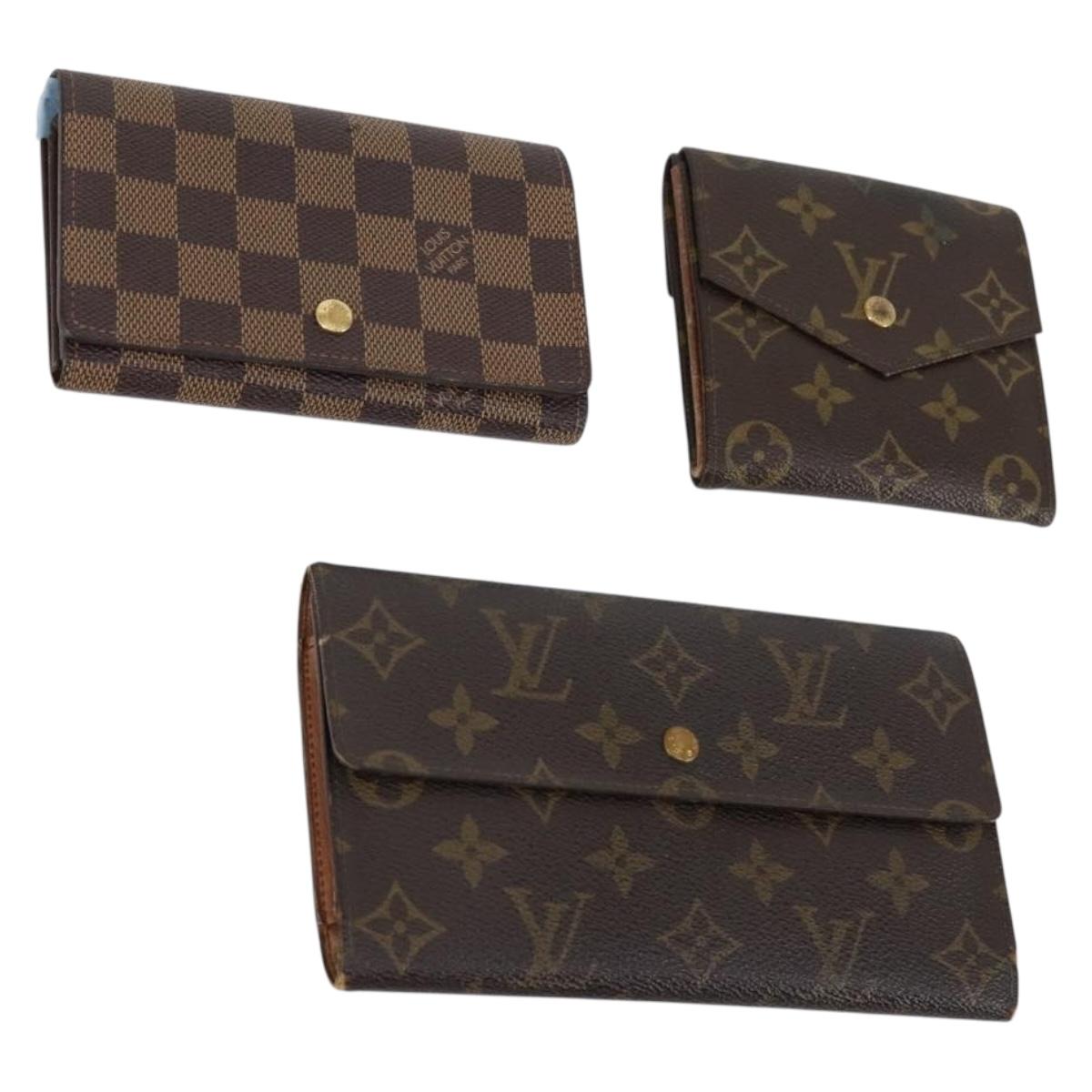 LOUIS VUITTON Monogram Damier Ebene Wallet 3 Set LV Auth bs31237