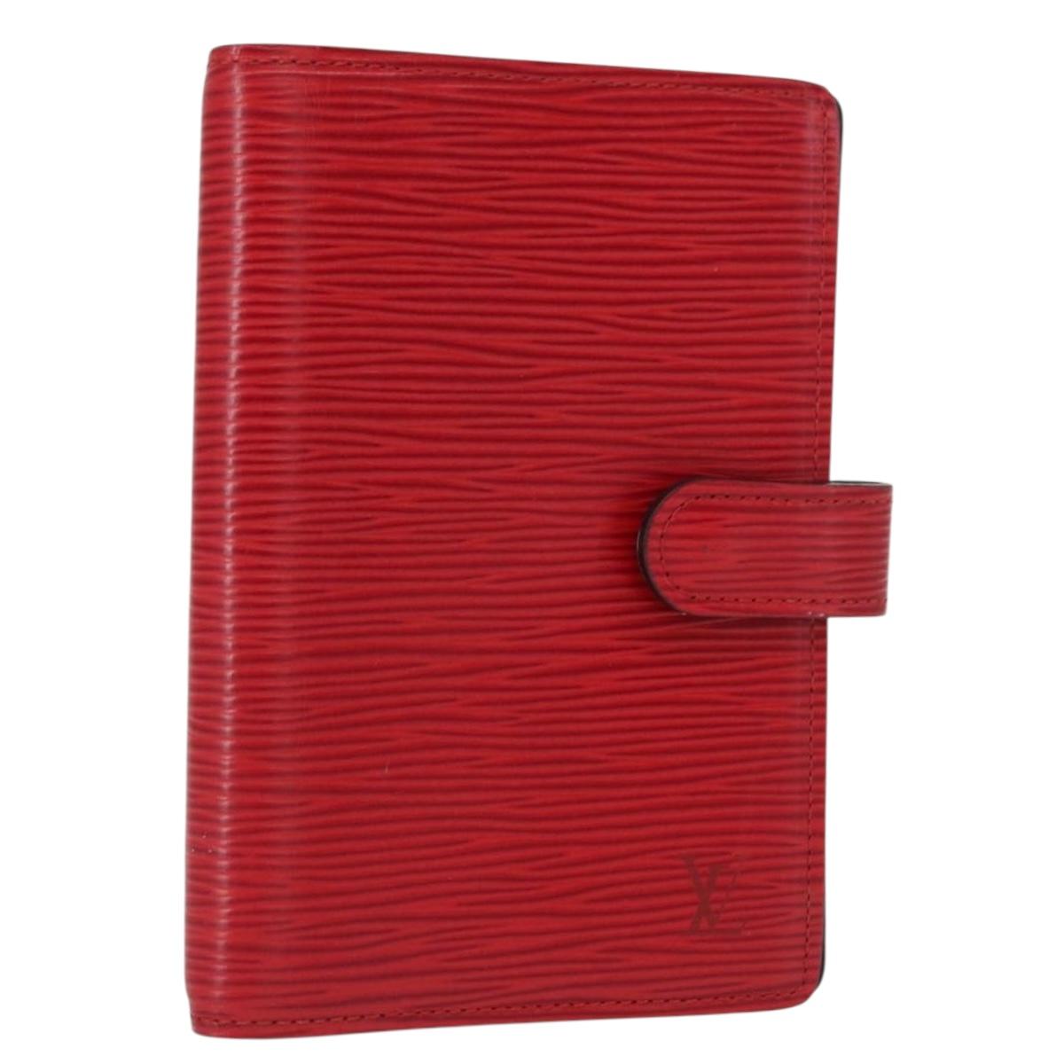 LOUIS VUITTON Taiga Agenda PM Day Planner Cover Red Akajou R2004E Auth bs31254