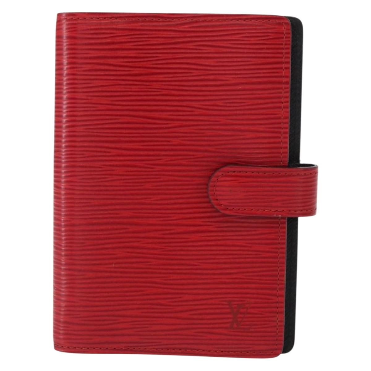 LOUIS VUITTON Taiga Agenda PM Day Planner Cover Red Akajou R2004E Auth bs31254