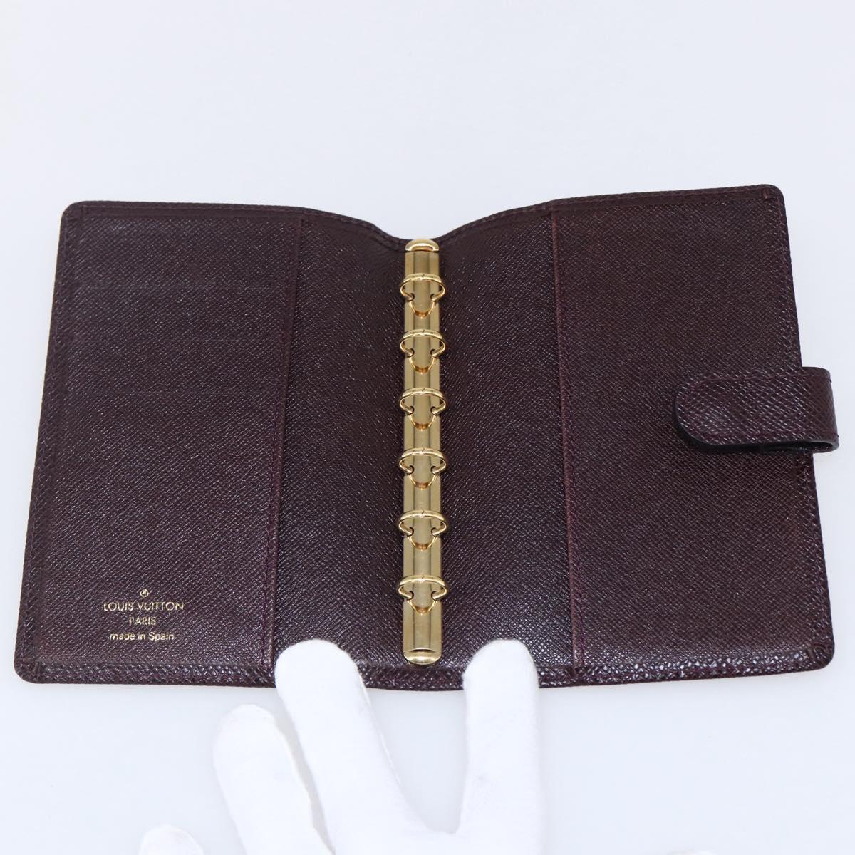 LOUIS VUITTON Taiga Agenda PM Day Planner Cover Acajou R20416 LV Auth bs31257
