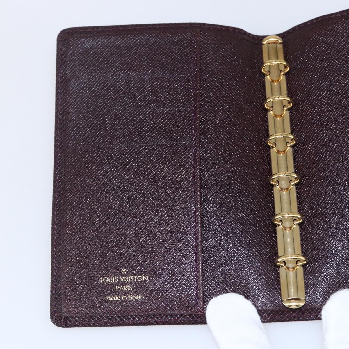LOUIS VUITTON Taiga Agenda PM Day Planner Cover Acajou R20416 LV Auth bs31257