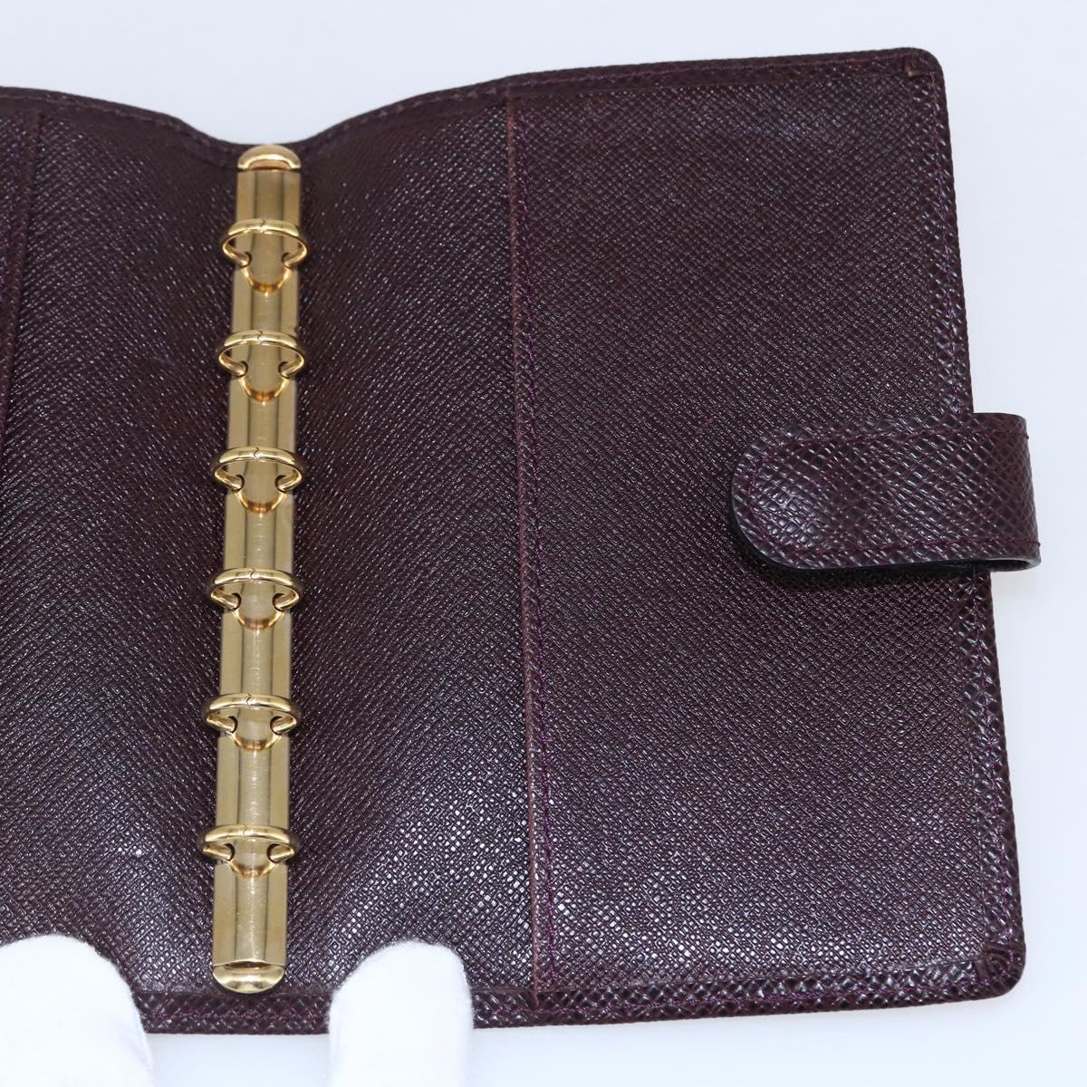 LOUIS VUITTON Taiga Agenda PM Day Planner Cover Acajou R20416 LV Auth bs31257