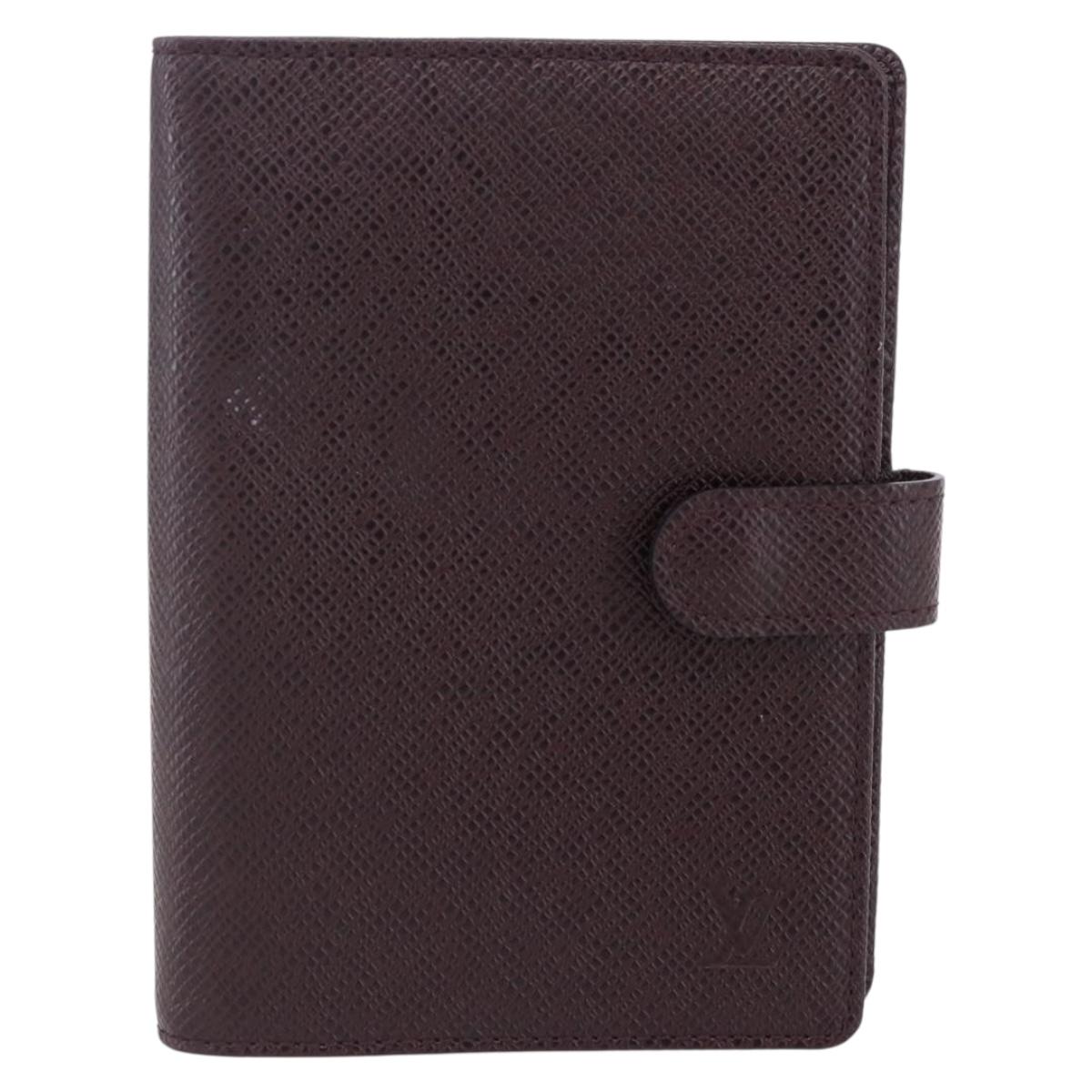 LOUIS VUITTON Taiga Agenda PM Day Planner Cover Acajou R20416 LV Auth bs31257