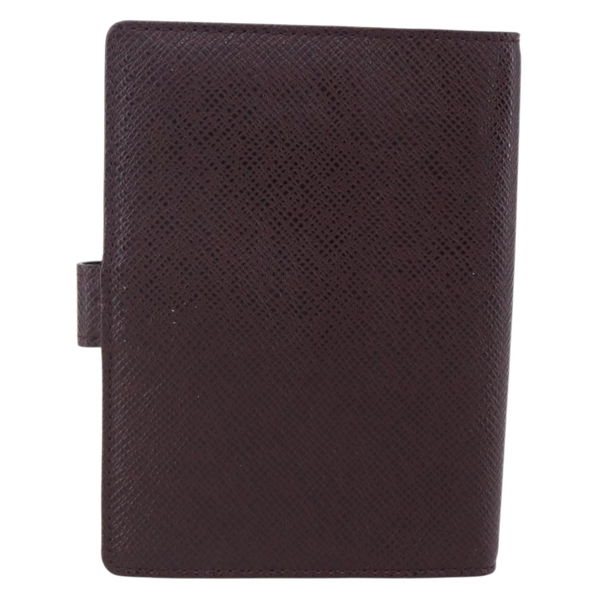 LOUIS VUITTON Taiga Agenda PM Day Planner Cover Acajou R20416 LV Auth bs31257