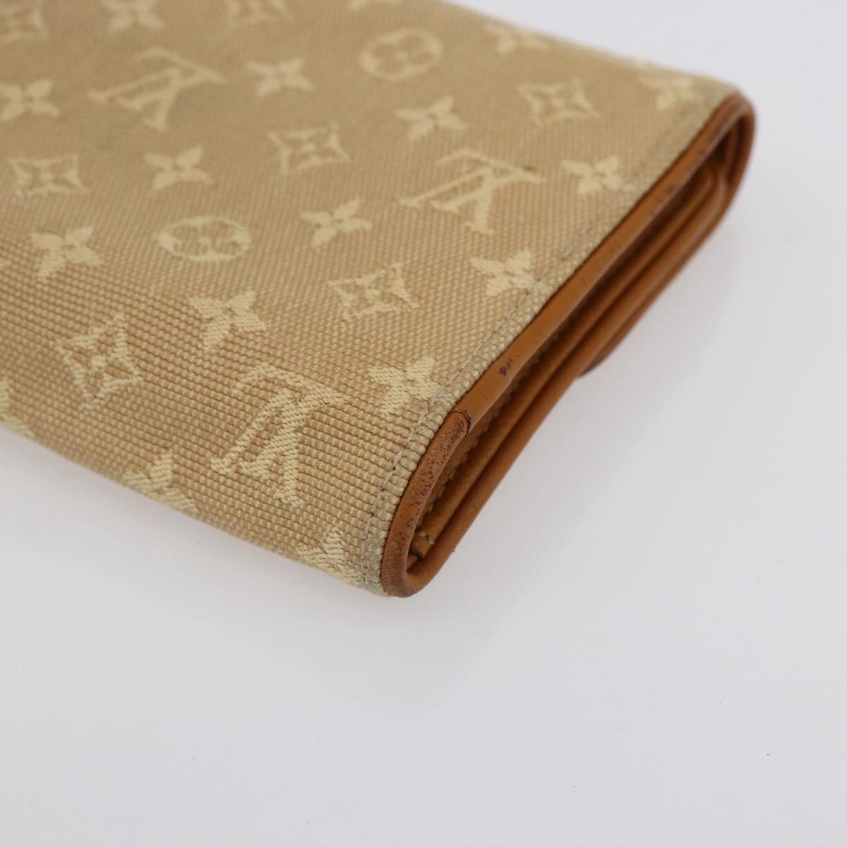 LOUIS VUITTON Monogram Mini Lin Porte Tresor Wallet Beige M92444 LV Auth bs31259