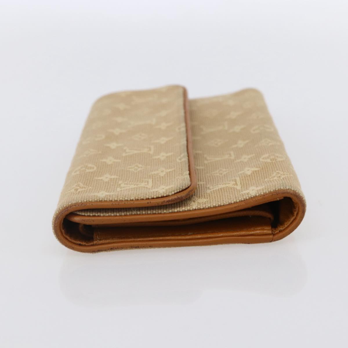LOUIS VUITTON Monogram Mini Lin Porte Tresor Wallet Beige M92444 LV Auth bs31259