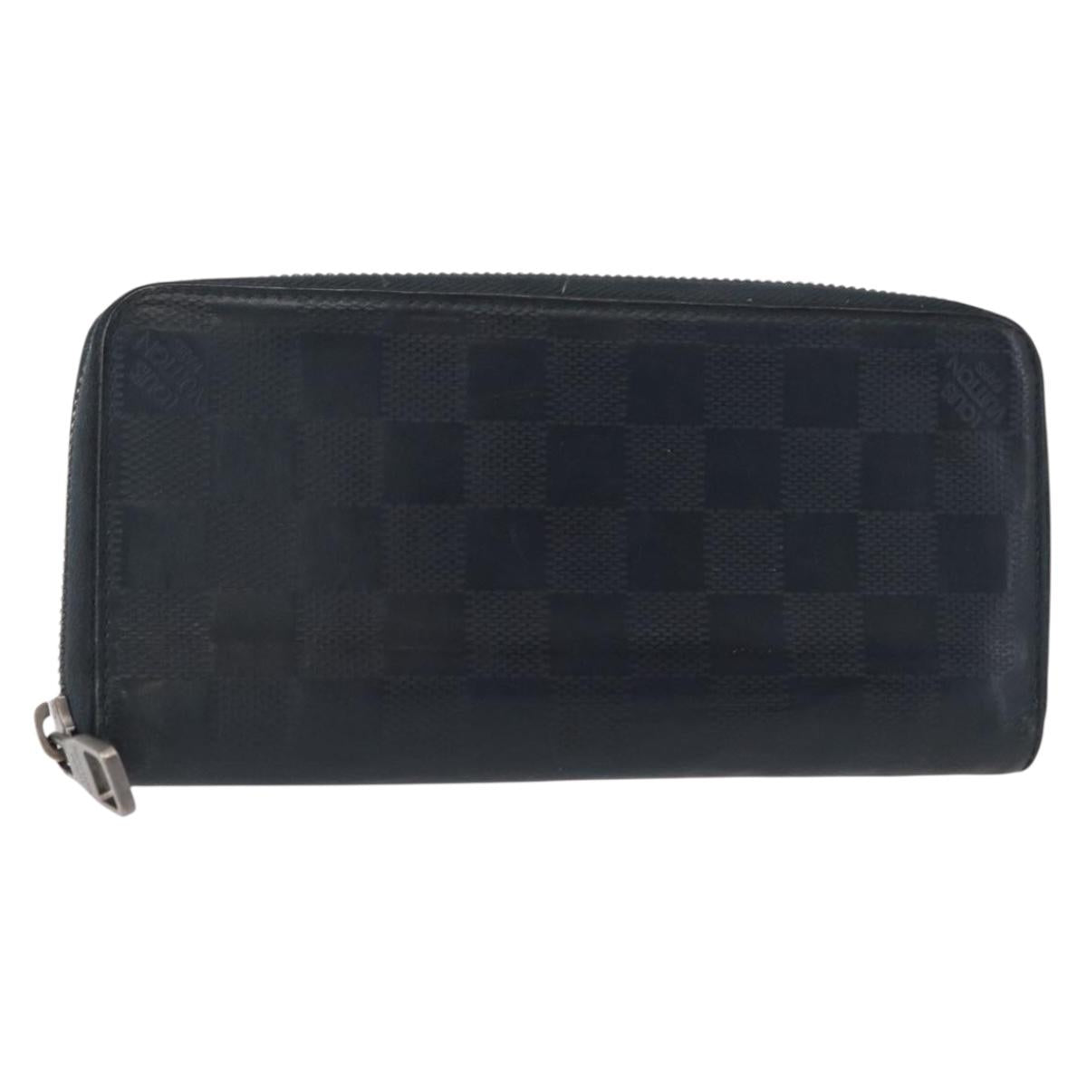 LOUIS VUITTON Damier Infini Zippy Wallet Vertical Black N63549 LV Auth bs31260