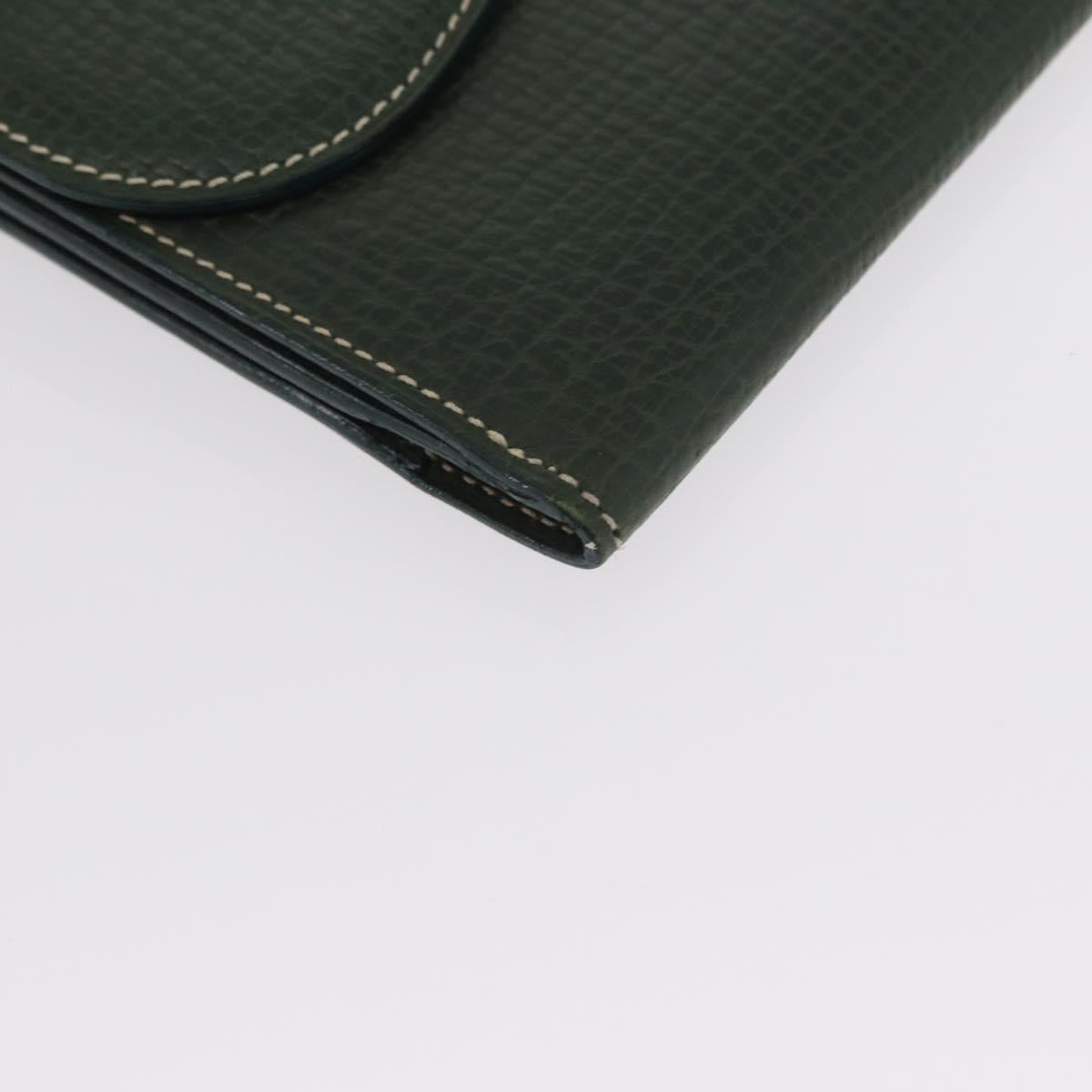 LOEWE Long Wallet Leather Green Auth bs31262