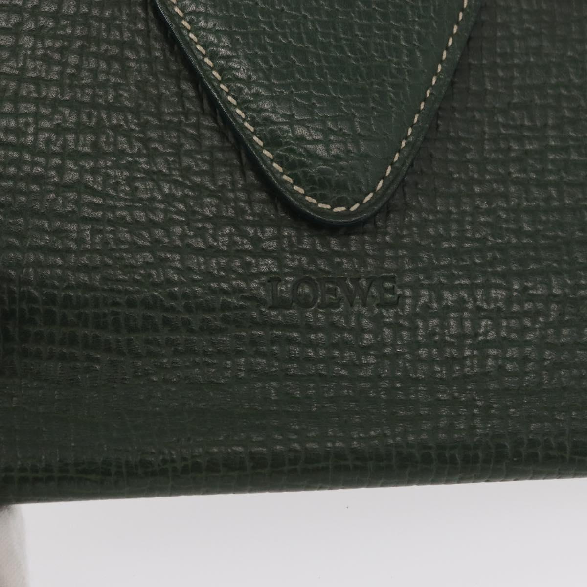 LOEWE Long Wallet Leather Green Auth bs31262
