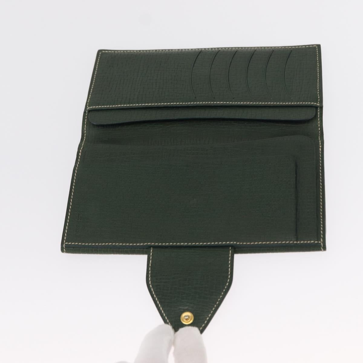 LOEWE Long Wallet Leather Green Auth bs31262