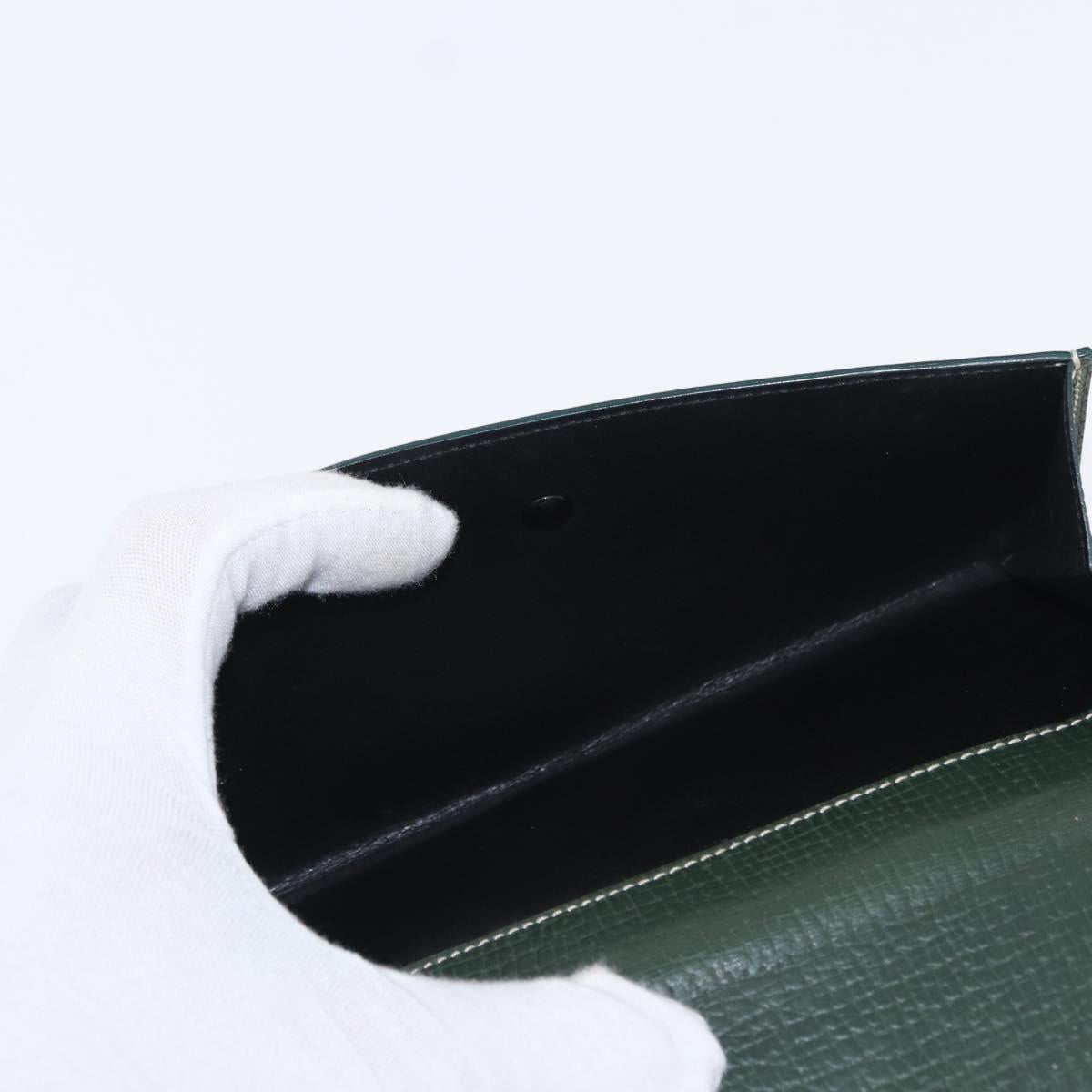 LOEWE Long Wallet Leather Green Auth bs31262