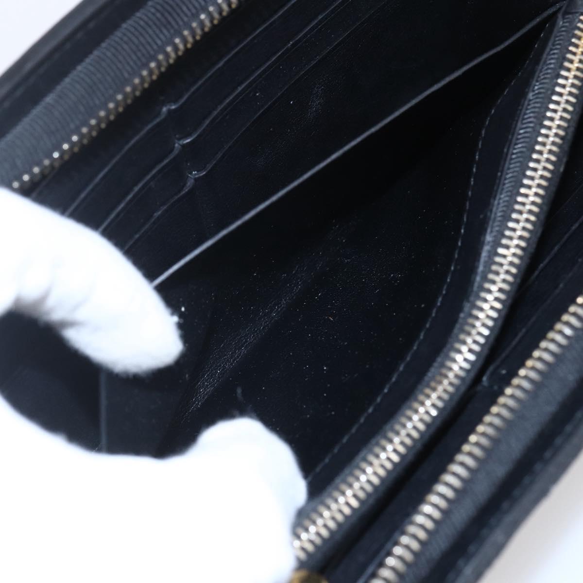 TIFFANY&Co. Long Wallet Leather Black Gold Auth bs31263