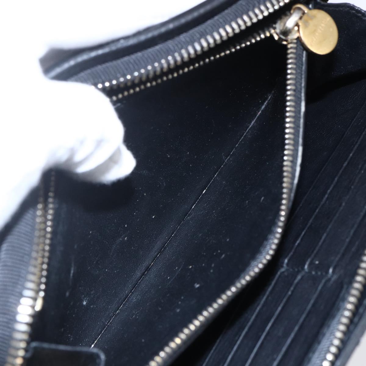 TIFFANY&Co. Long Wallet Leather Black Gold Auth bs31263