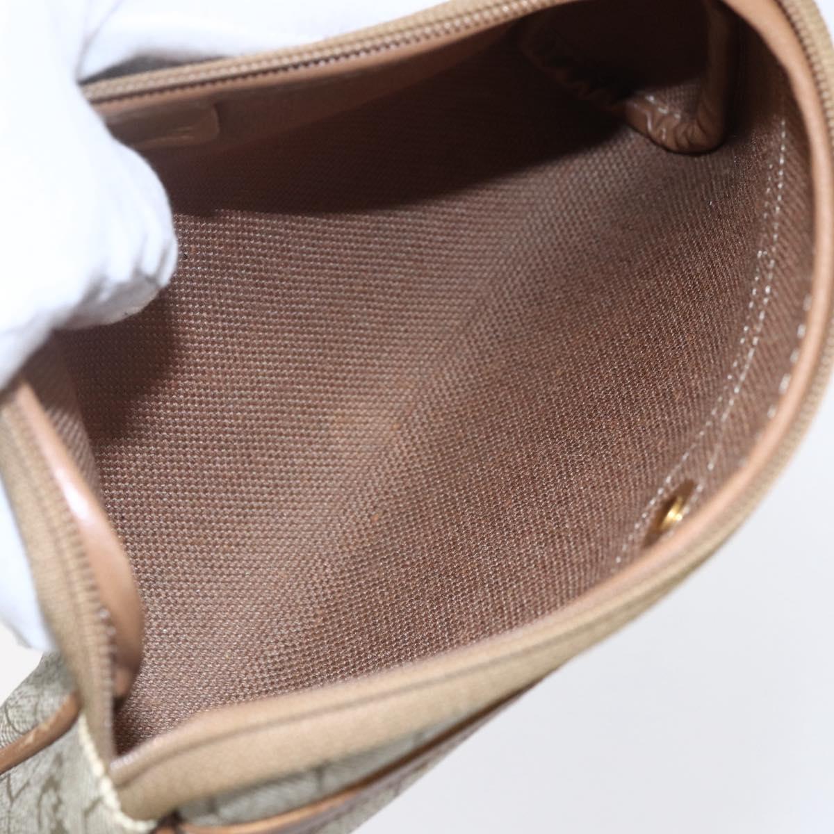Christian Dior Honeycomb Canvas Pouch PVC Beige Gold Auth bs31266