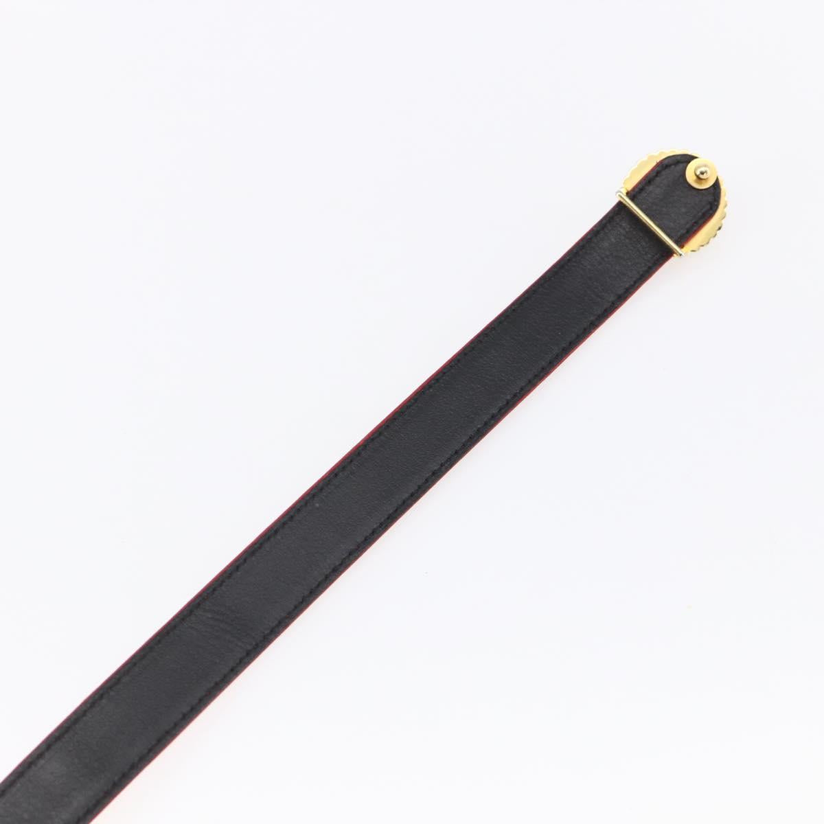 CHANEL Belt Leather 32.7"" Red Gold CC Auth bs31268