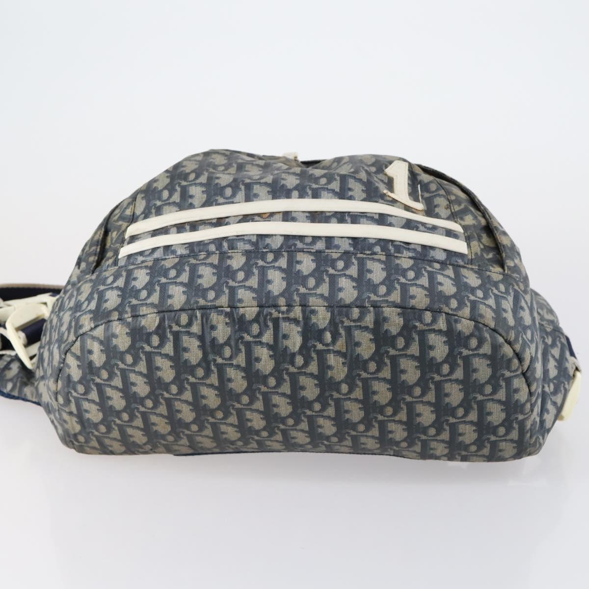 Christian Dior Trotter Canvas Backpack PVC Blue Silver Auth bs31270