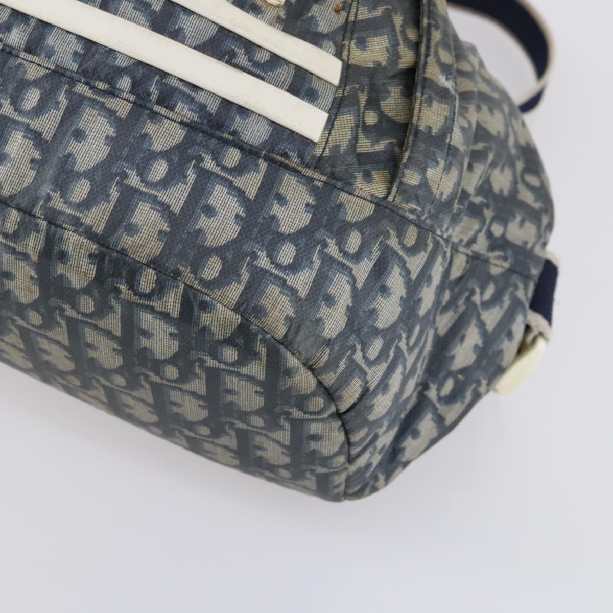 Christian Dior Trotter Canvas Backpack PVC Blue Silver Auth bs31270
