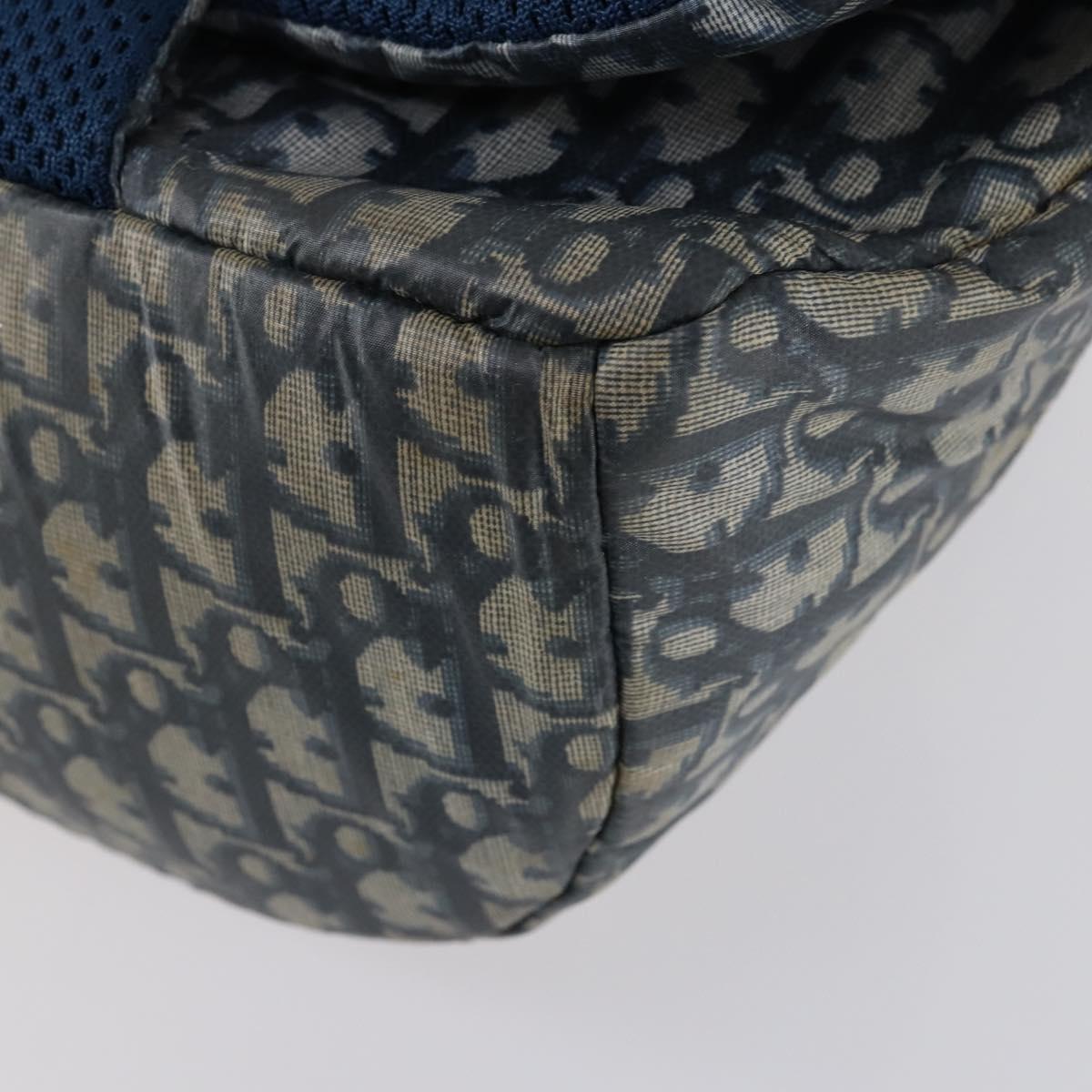 Christian Dior Trotter Canvas Backpack PVC Blue Silver Auth bs31270