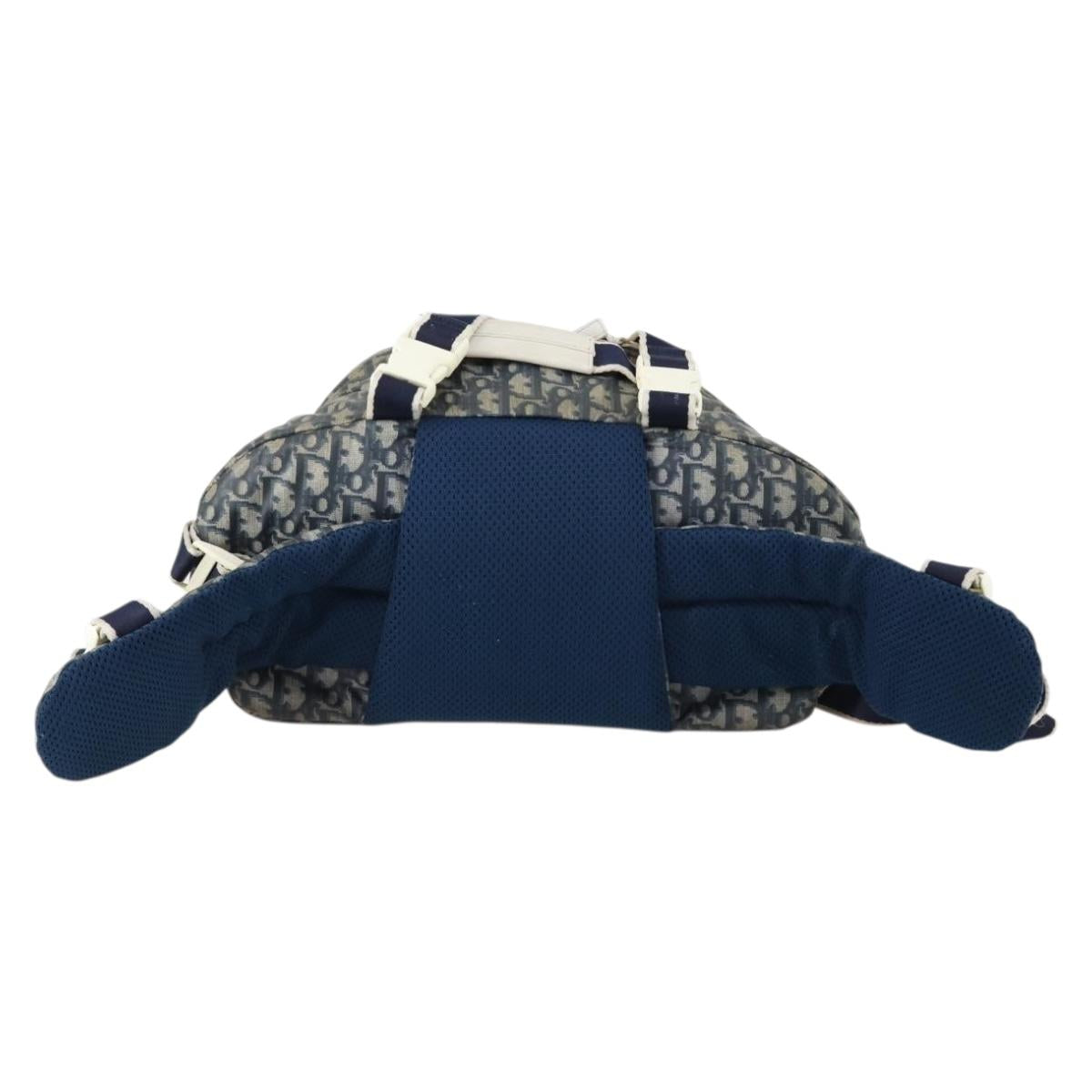 Christian Dior Trotter Canvas Backpack PVC Blue Silver Auth bs31270