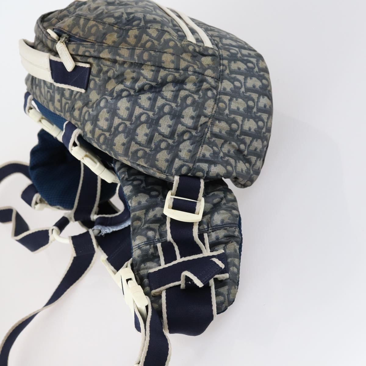 Christian Dior Trotter Canvas Backpack PVC Blue Silver Auth bs31270