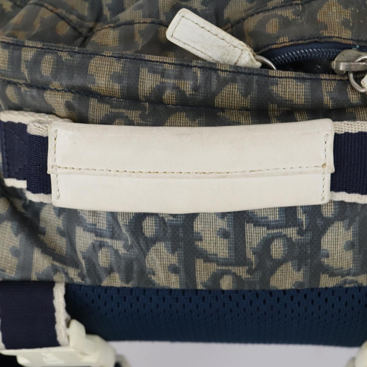 Christian Dior Trotter Canvas Backpack PVC Blue Silver Auth bs31270