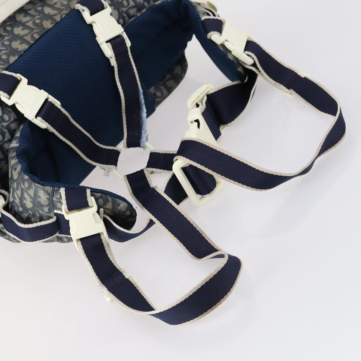 Christian Dior Trotter Canvas Backpack PVC Blue Silver Auth bs31270