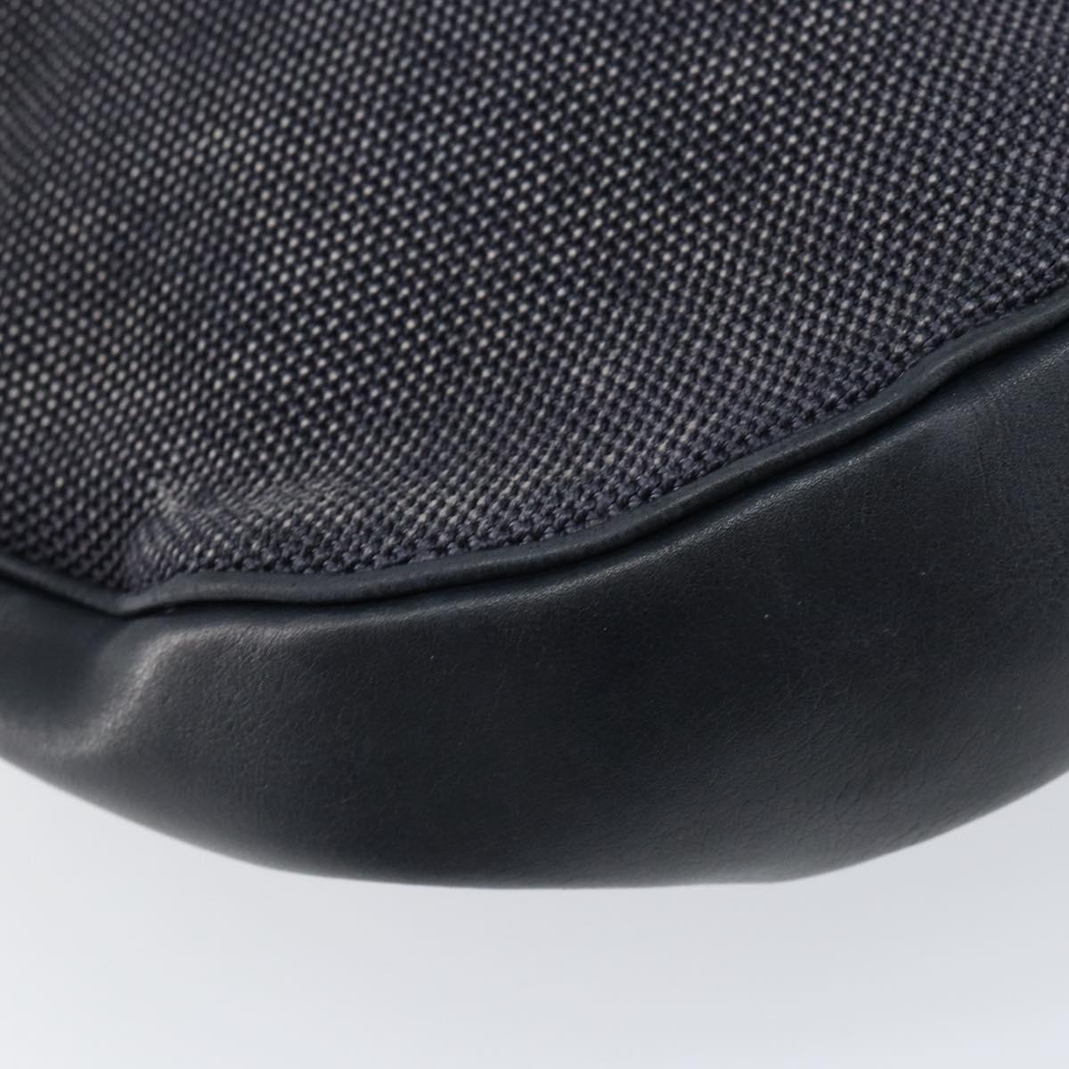 CELINE Shoulder Bag Canvas Leather Navy Gold Auth bs31271