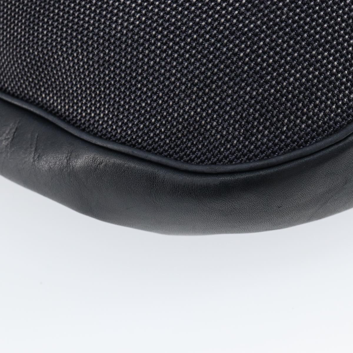 CELINE Shoulder Bag Canvas Leather Navy Gold Auth bs31271