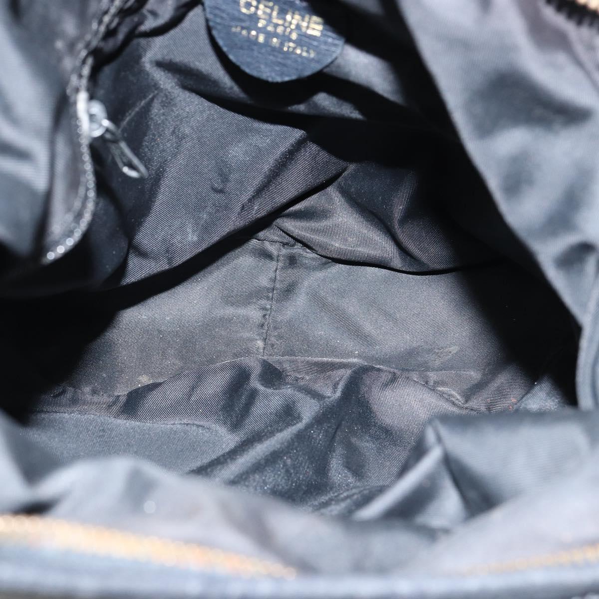 CELINE Shoulder Bag Canvas Leather Navy Gold Auth bs31271