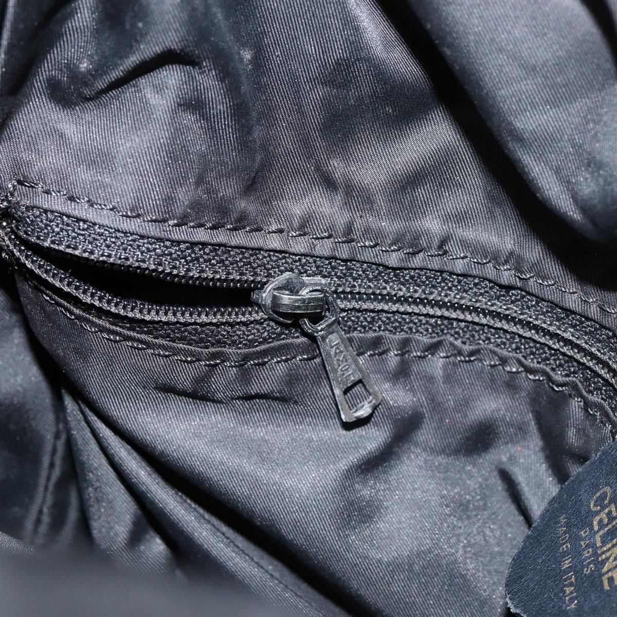 CELINE Shoulder Bag Canvas Leather Navy Gold Auth bs31271