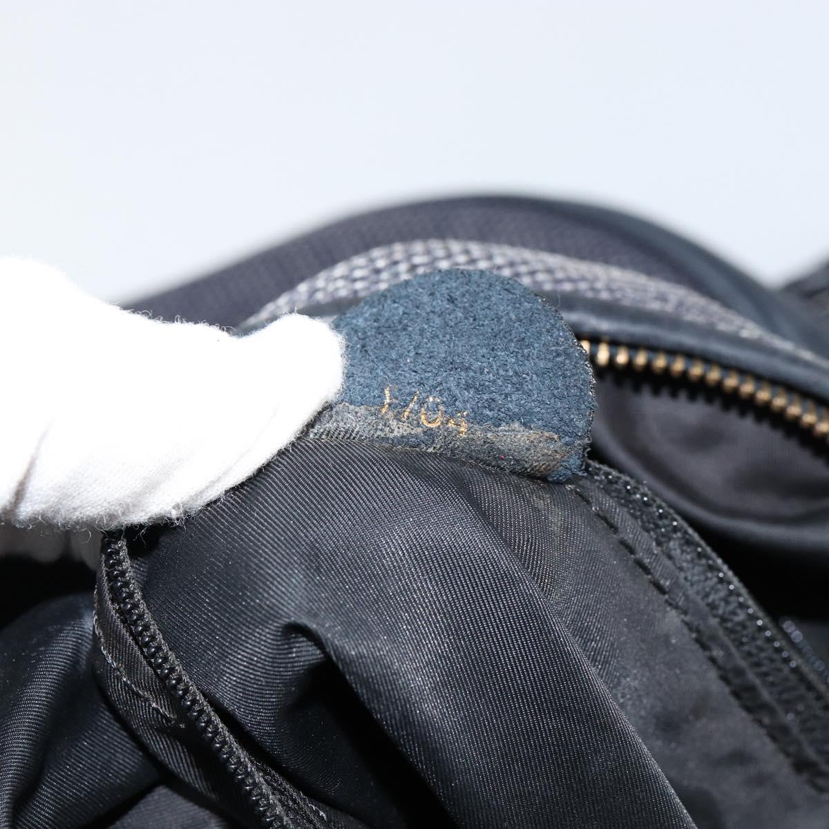 CELINE Shoulder Bag Canvas Leather Navy Gold Auth bs31271