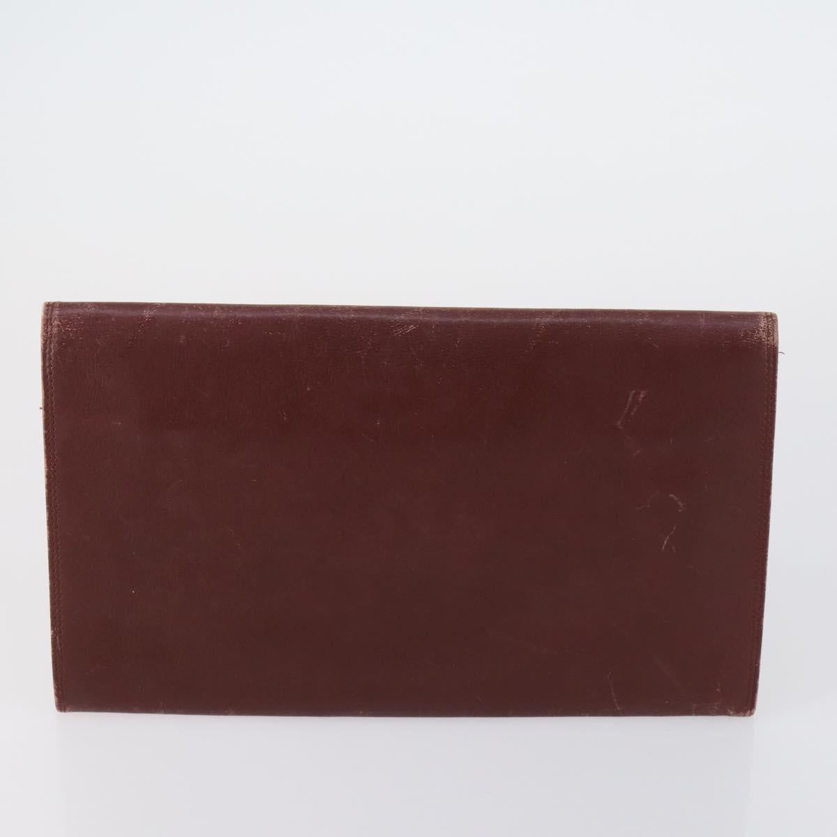 CARTIER Must Line Clutch Bag Leather 2 Set Bordeaux Auth bs31275