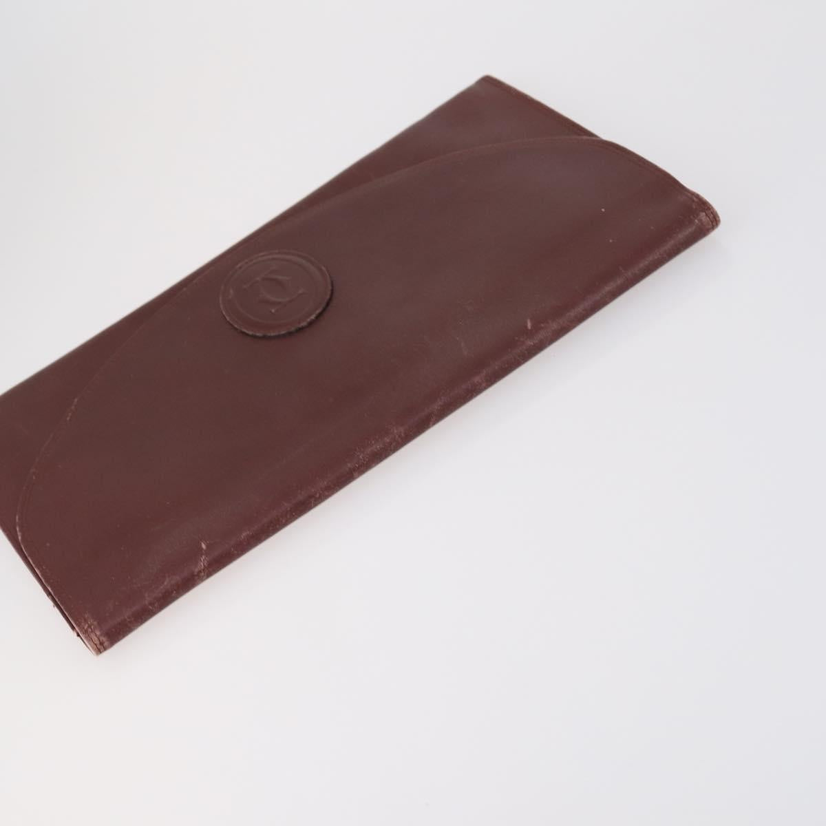 CARTIER Must Line Clutch Bag Leather 2 Set Bordeaux Auth bs31275