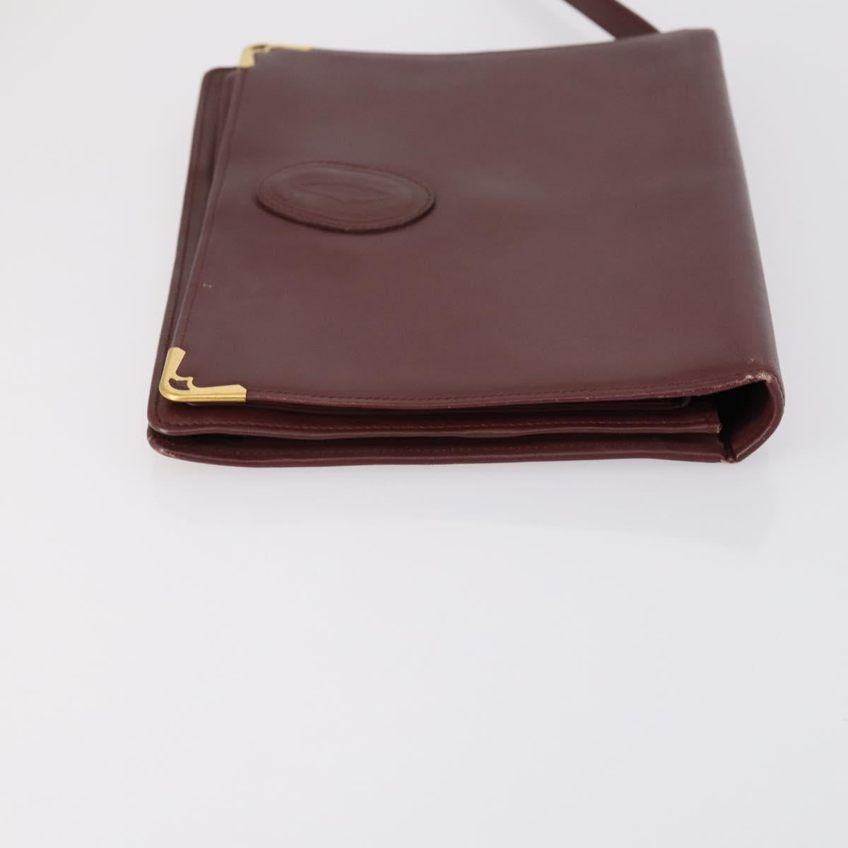 CARTIER Must Line Clutch Bag Leather 2 Set Bordeaux Auth bs31275