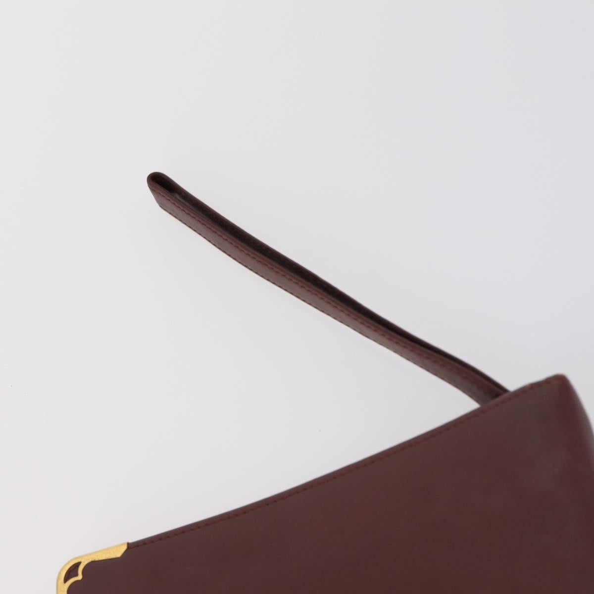 CARTIER Must Line Clutch Bag Leather 2 Set Bordeaux Auth bs31275