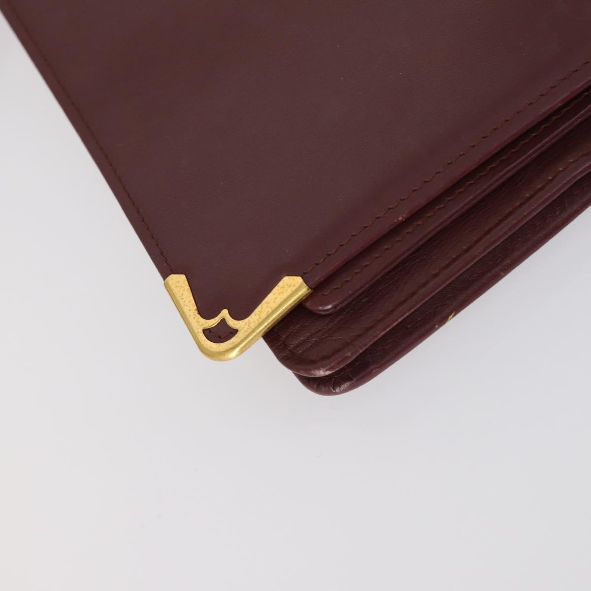 CARTIER Must Line Clutch Bag Leather 2 Set Bordeaux Auth bs31275